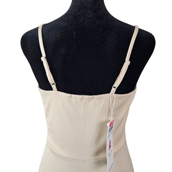 Womens Beige Button-Front Sleeveless A-Line Boho Summer Dress Size Small Casual - Picture 4 of 11